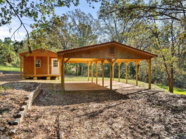 view of community with an outbuilding