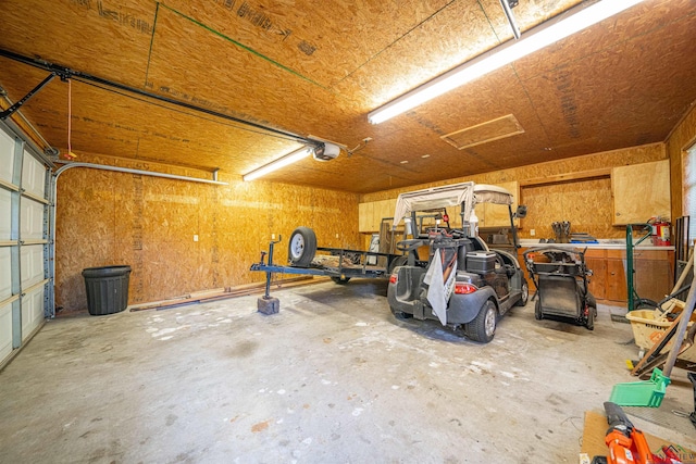 garage with a garage door opener