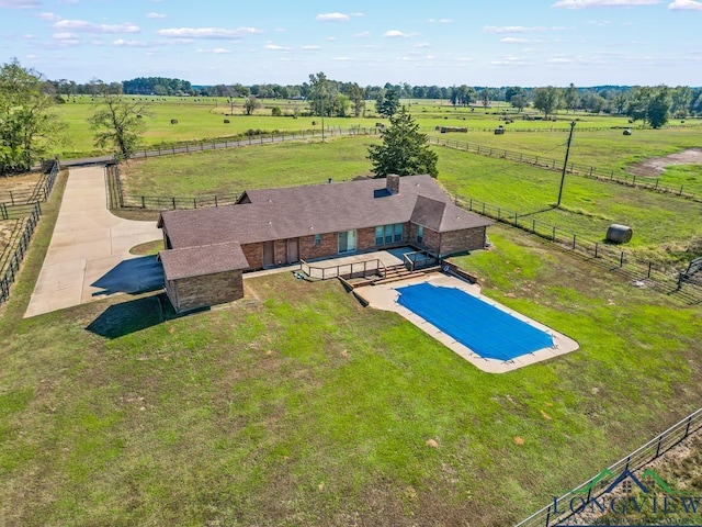 drone / aerial view with a rural view