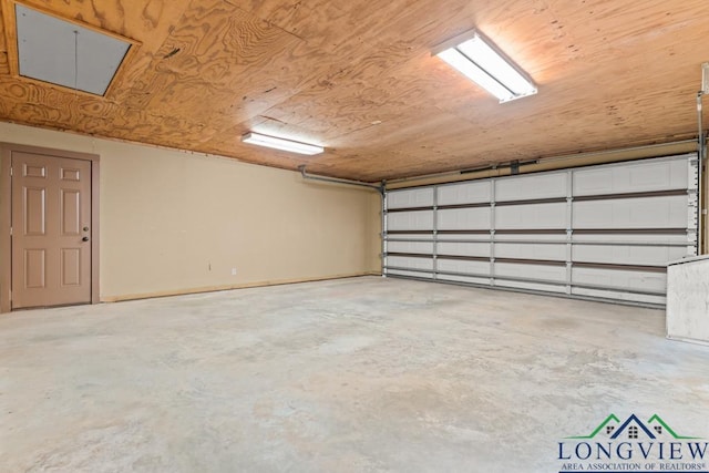 garage with wood ceiling