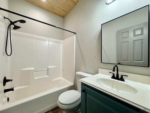 1003 E Leach St, Kilgore, TX 75662 - full bath featuring wood ceiling, vanity, bathtub / shower combination, and wood finished floors