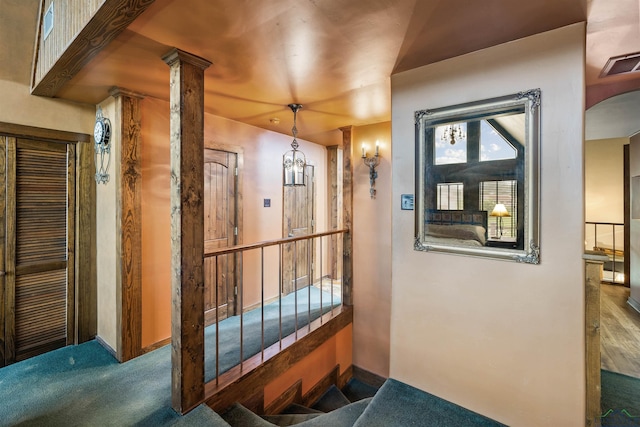 1011 Towne Lake Dr, Longview, TX 75601 - hallway with baseboards and ornate columns