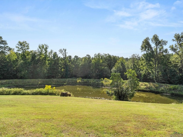 view of yard with a water view