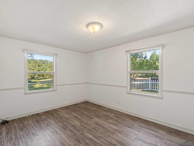 spare room with dark hardwood / wood-style floors