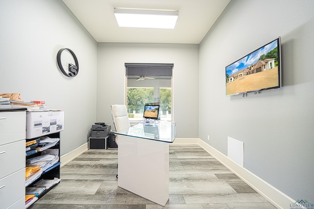 office space featuring light hardwood / wood-style flooring