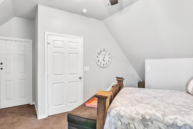 204 Hurley Ave, Gladewater, TX 75647 - carpeted bedroom featuring ceiling fan and vaulted ceiling
