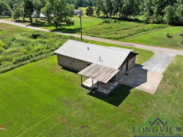 aerial view featuring a rural view