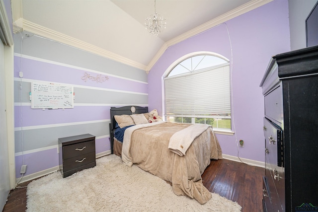 1505 Leach St, Kilgore, TX 75662 - bedroom featuring vaulted ceiling, crown molding, baseboards, and wood finished floors