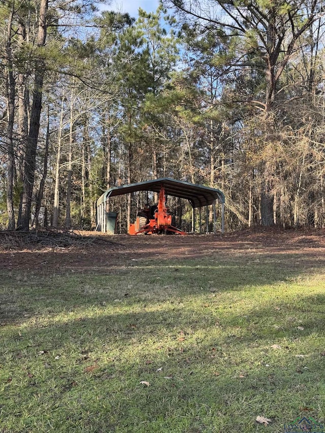 view of yard featuring a carport