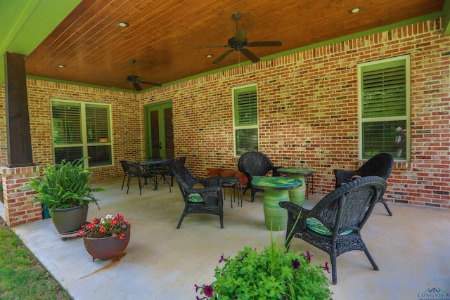 view of patio / terrace with ceiling fan