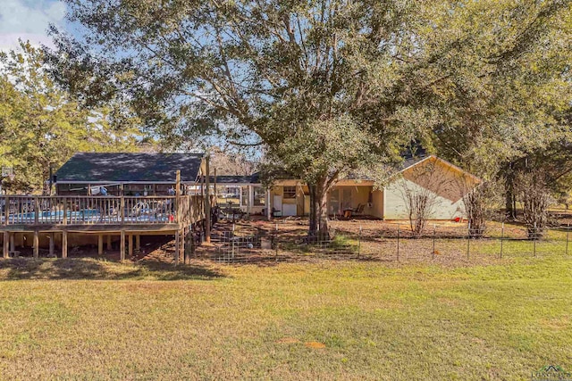 view of yard featuring a deck