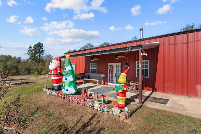 back of house with a patio and ceiling fan