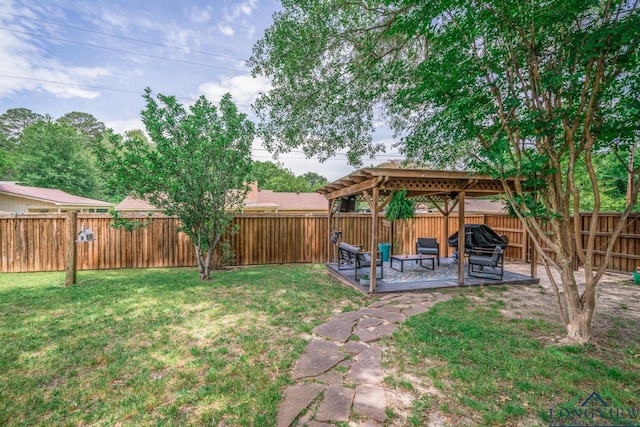 1002 Ruby St, Gilmer, TX 75644 - view of yard featuring a patio area, a fenced backyard, and a gazebo