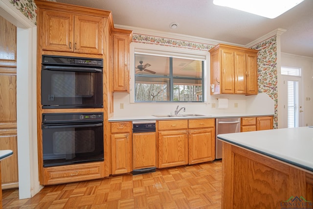 807 Vicksburg Ct, Longview, TX 75601 - kitchen with dishwasher, ornamental molding, and light countertops