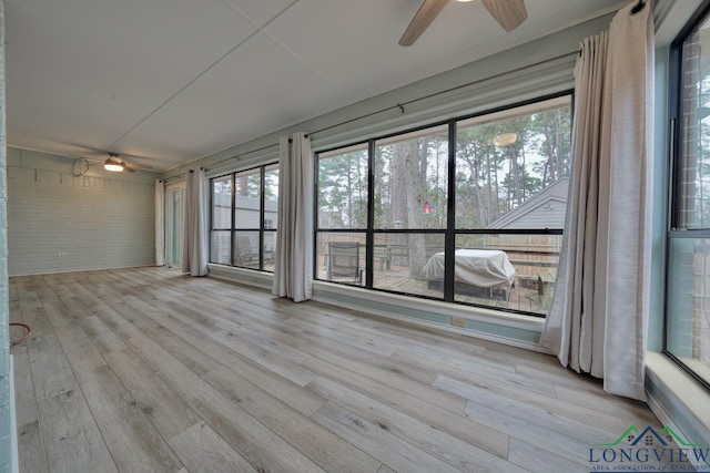 interior space featuring ceiling fan and a wealth of natural light