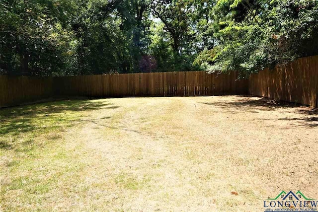 view of yard with a fenced backyard