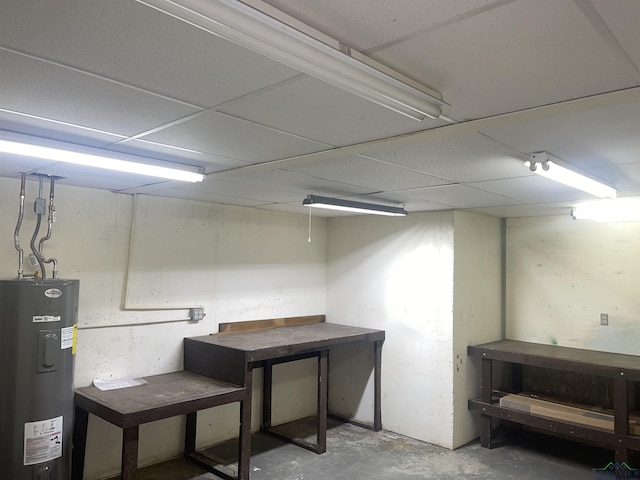 1483 County Road 1596, Avinger, TX 75630 - finished basement with water heater and a drop ceiling