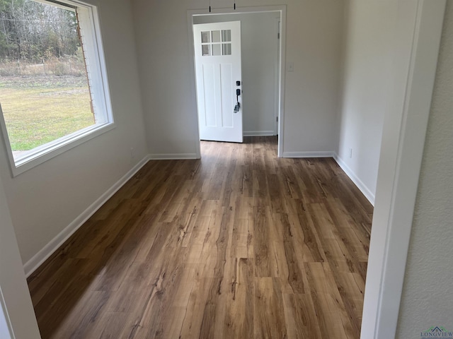 interior space with dark hardwood / wood-style flooring