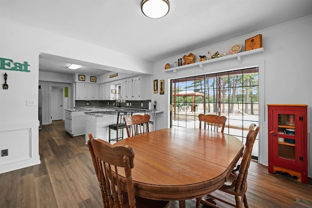 dining area with dark hardwood / wood-style floors