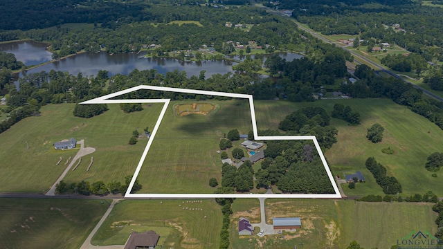 322 Roy Green Rd, Longview, TX 75602 - view of rural area featuring a nearby body of water and property parcel outlined