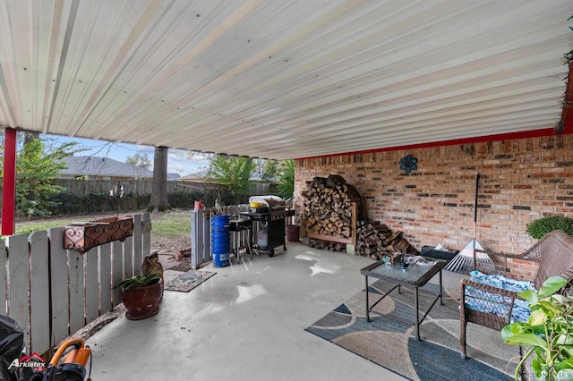 view of patio with area for grilling