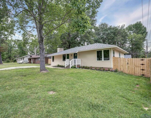 3902 Hazel St, Texarkana, TX 75503 - ranch-style house with a chimney, a shingled roof, and crawl space