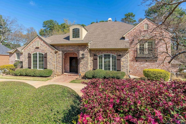 view of front of property featuring a front lawn