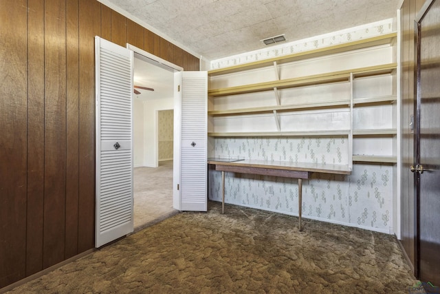 storage room with ceiling fan