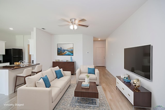 1146 Mission Creek Dr, Longview, TX 75601 - living area with ceiling fan, light wood-style flooring, and recessed lighting