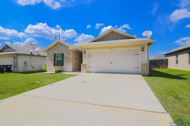 1146 Mission Creek Dr, Longview, TX 75601 - single story home featuring brick siding, driveway, a garage, and board and batten siding