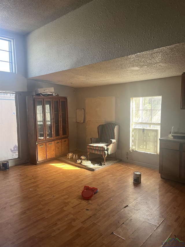 1401 Gay St, Longview, TX 75602 - living room with hardwood / wood-style floors and a textured ceiling