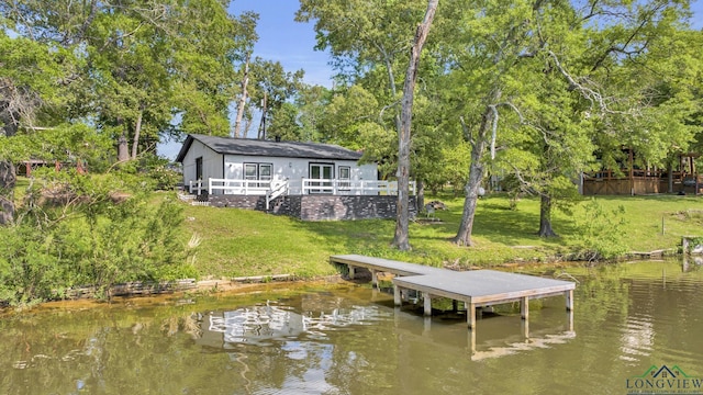 585 Naples Dr, Omaha, TX 75571 - dock area with a deck with water view and a yard