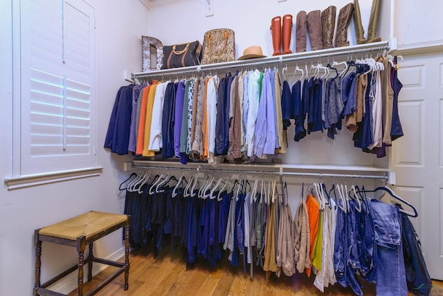 spacious closet with wood-type flooring