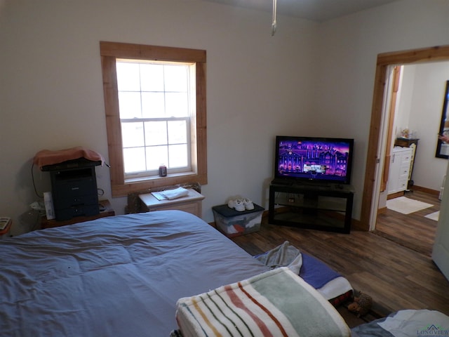 bedroom featuring wood finished floors