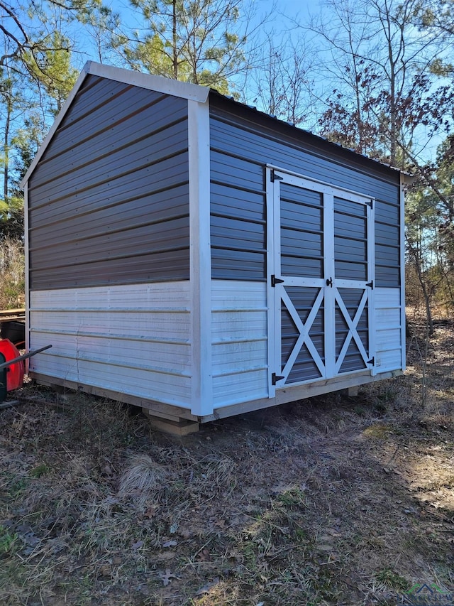 view of shed