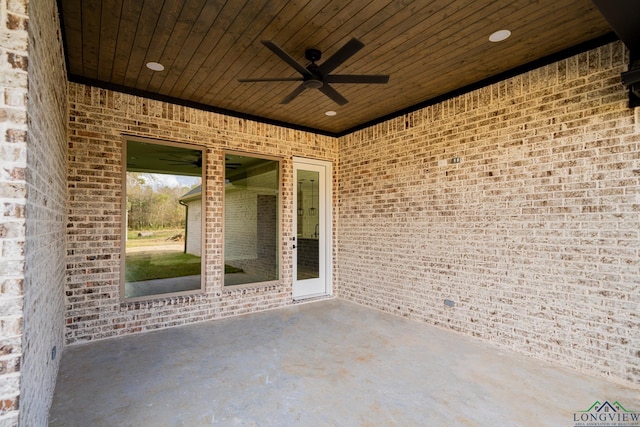 view of patio / terrace featuring ceiling fan