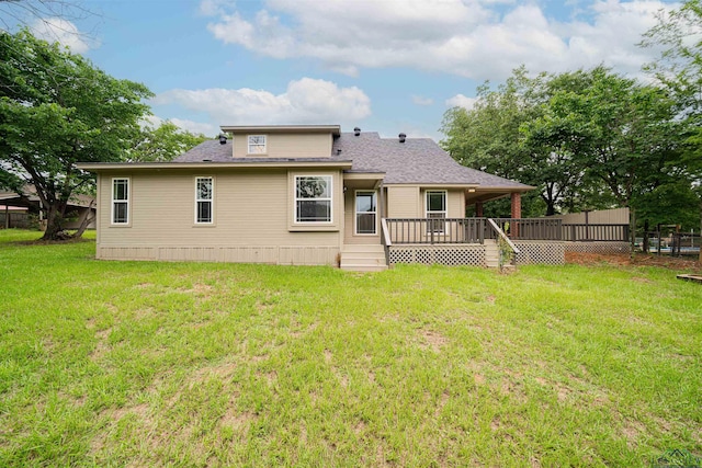 8686 Locust Rd, Big Sandy, TX 75755 - rear view of house with a wooden deck and a shingled roof