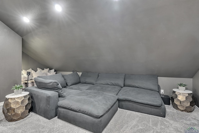 4300 Willow Bnd, Longview, TX 75602 - cinema with carpet flooring, lofted ceiling, baseboards, and recessed lighting