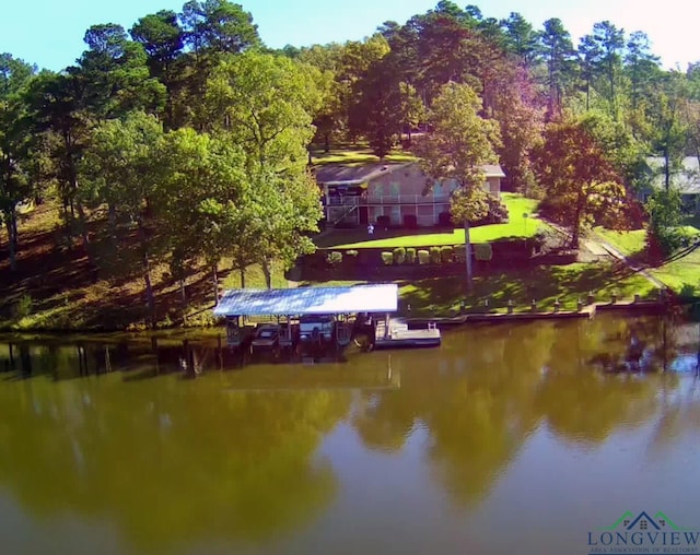3073 E Lake Dr, Gladewater, TX 75647 - dock with a water view and boat lift