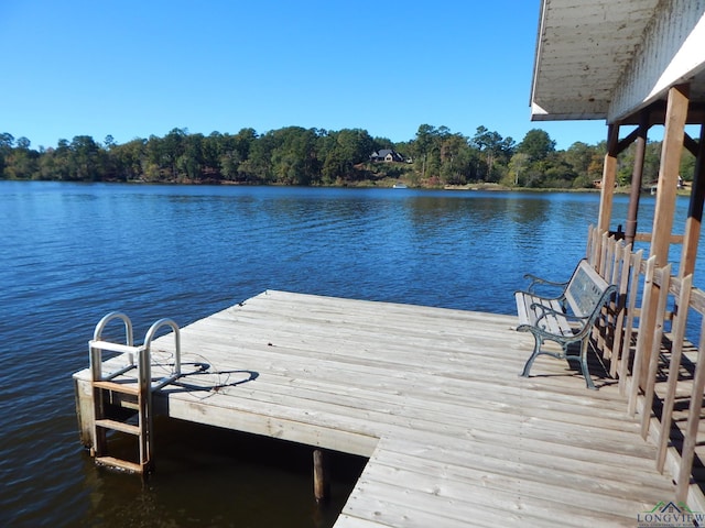 view of dock featuring a water view