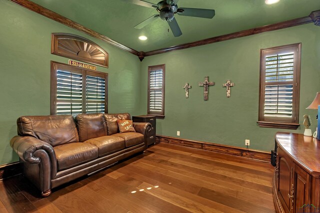 living room featuring hardwood / wood-style floors, a notable chandelier, beam ceiling, and high vaulted ceiling