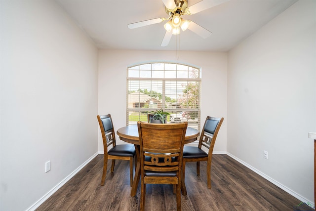 1610 Amanda Ln, Kilgore, TX 75662 - dining area featuring dark wood-style flooring and ceiling fan