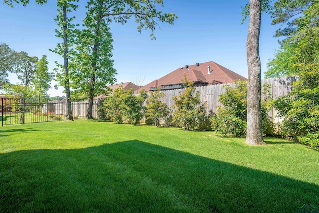 view of yard with a fenced backyard