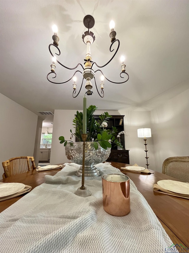 interior space with a notable chandelier