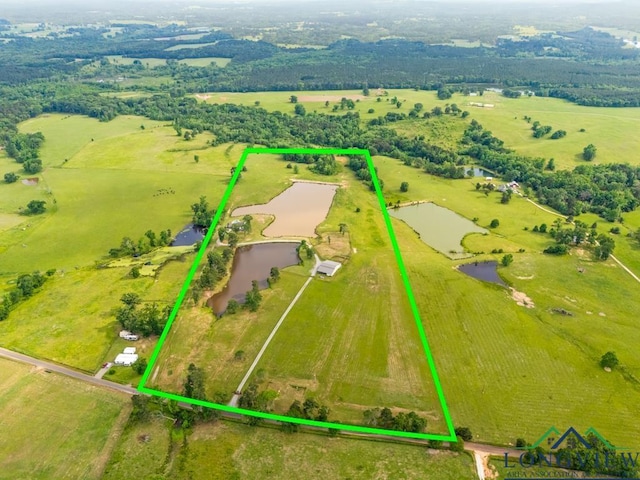 6056 Bobwhite Rd, Gilmer, TX 75645 - aerial view of sparsely populated area with property boundaries highlighted and a nearby body of water