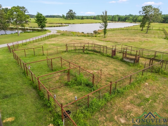 6056 Bobwhite Rd, Gilmer, TX 75645 - view of green lawn with a view of countryside and a water view
