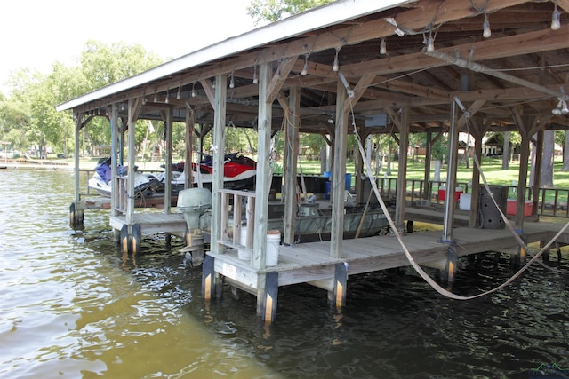 view of dock featuring a water view