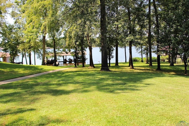 view of yard featuring a water view