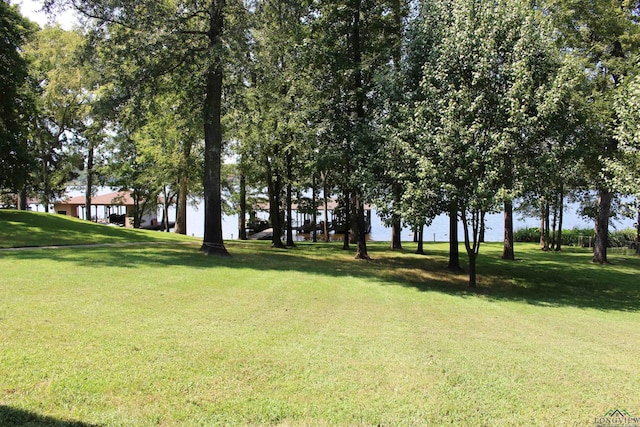 view of yard featuring a water view