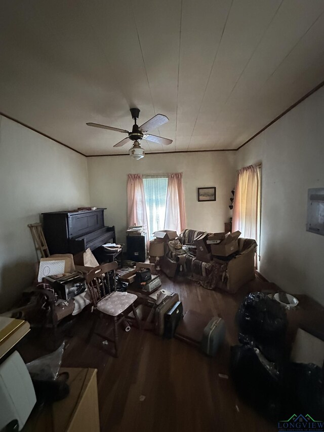 51 Conner St, Avinger, TX 75630 - living area featuring wood finished floors and a ceiling fan